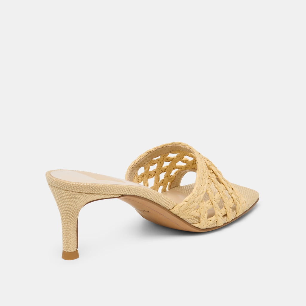 BOWEN HEELS LT NATURAL RAFFIA