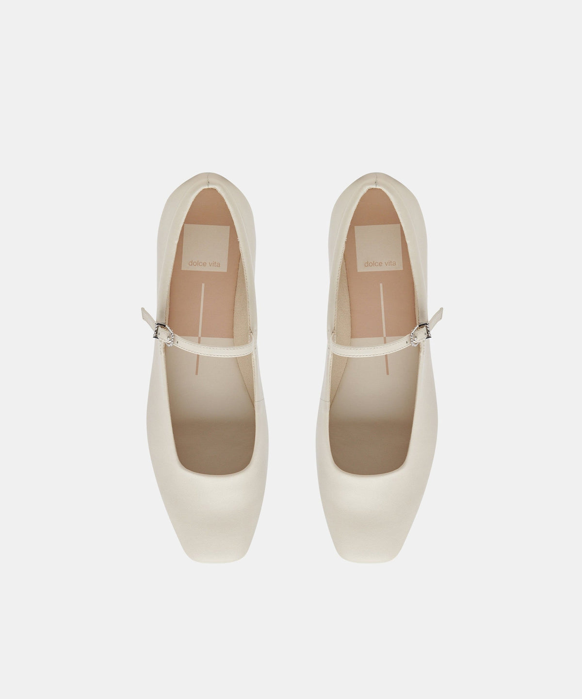 REYES WIDE BALLET FLATS IVORY LEATHER