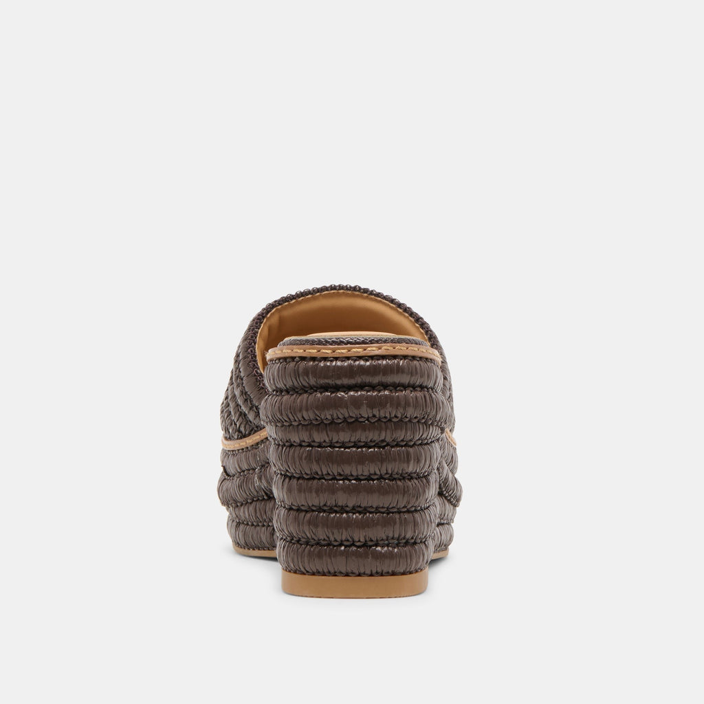 THRONE WEDGES CHOCOLATE RAFFIA