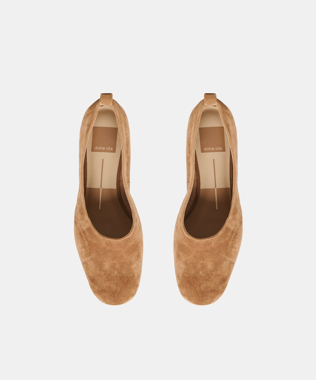 KORY BALLET FLATS LT BROWN SUEDE