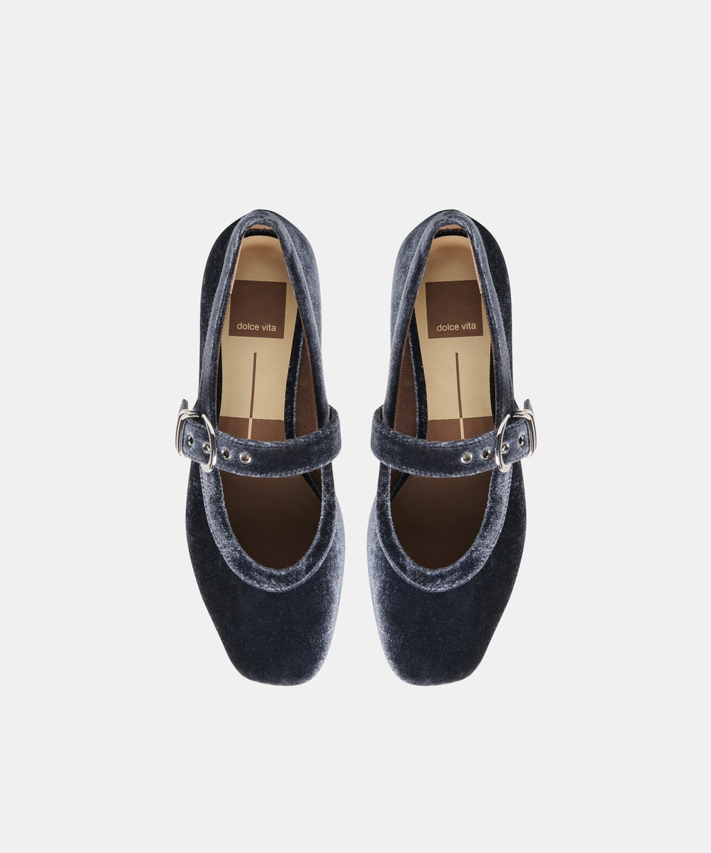 MIKEL VELVET BALLET FLATS NAVY VELVET