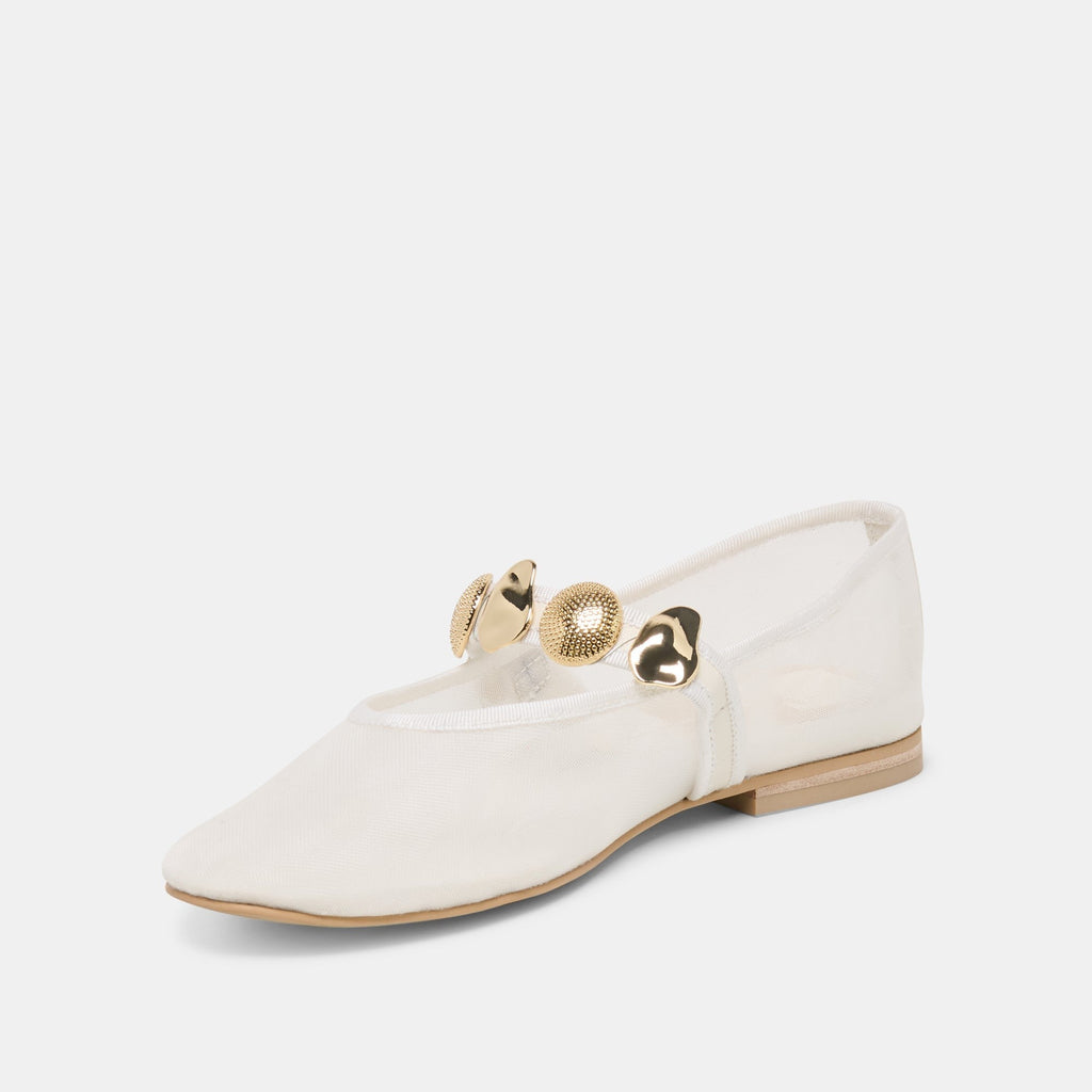 RELAN MESH BALLET FLATS WHITE MESH