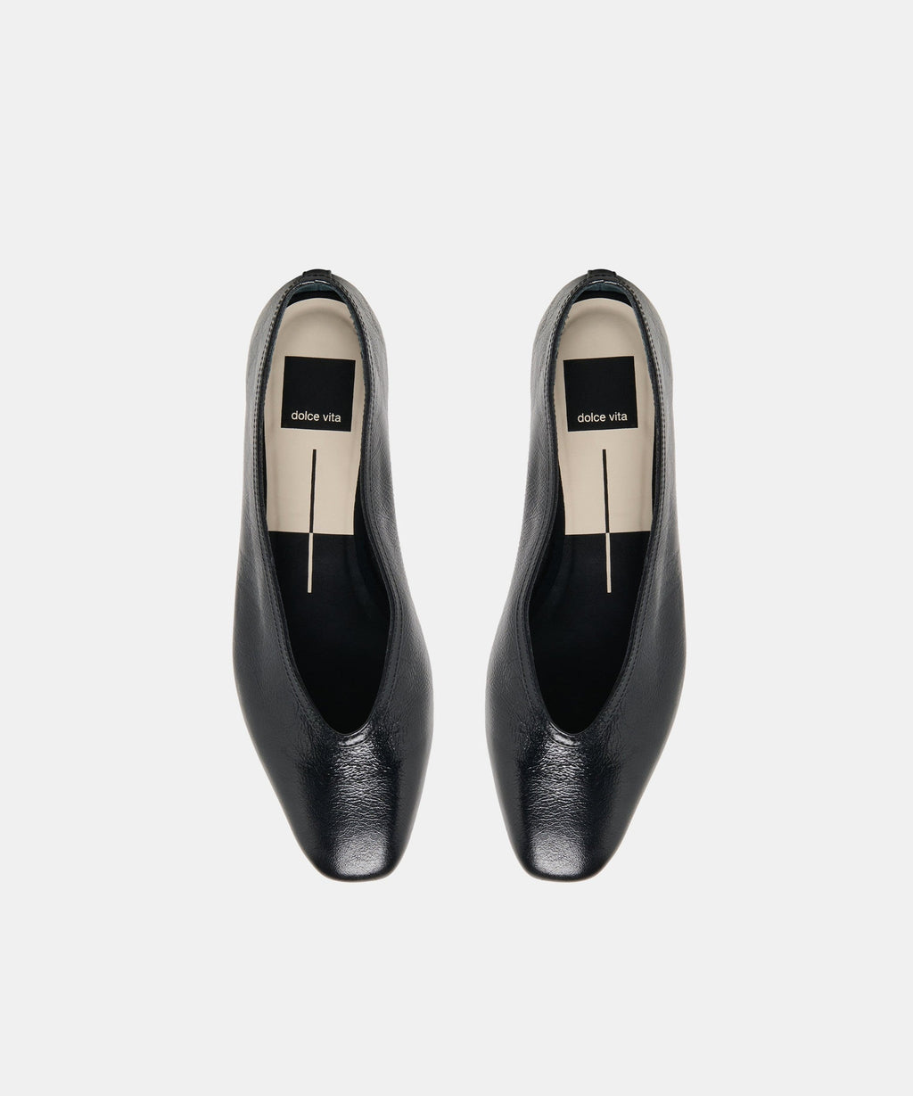 CARET BALLET FLATS BLACK LEATHER