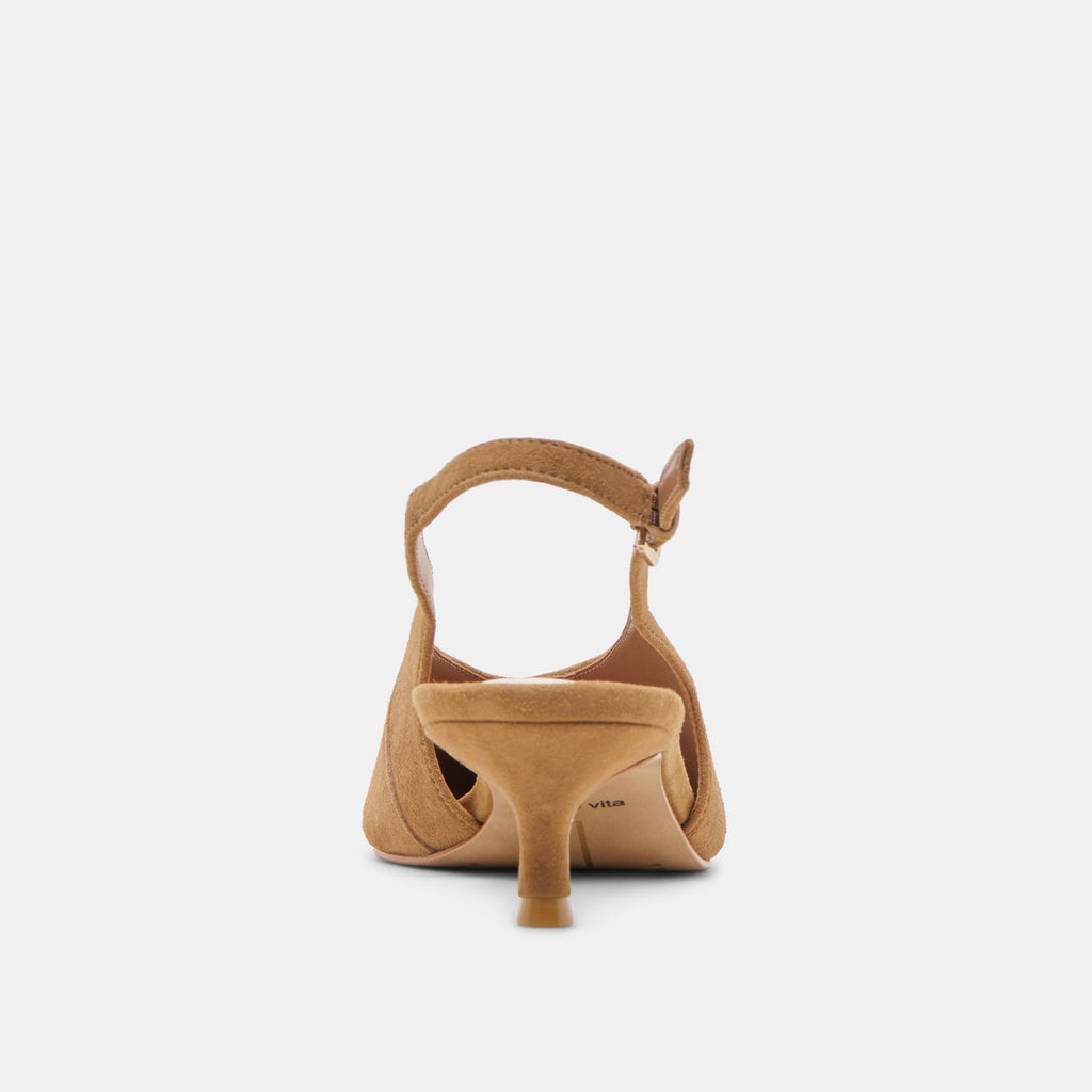 ALENNA HEELS LT BROWN SUEDE