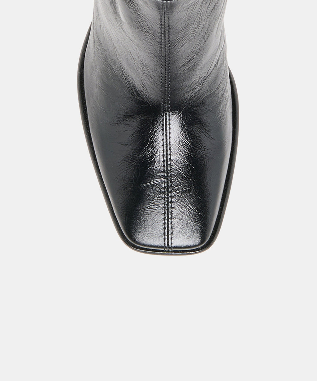 CECELA BOOTIES MIDNIGHT CRINKLE PATENT
