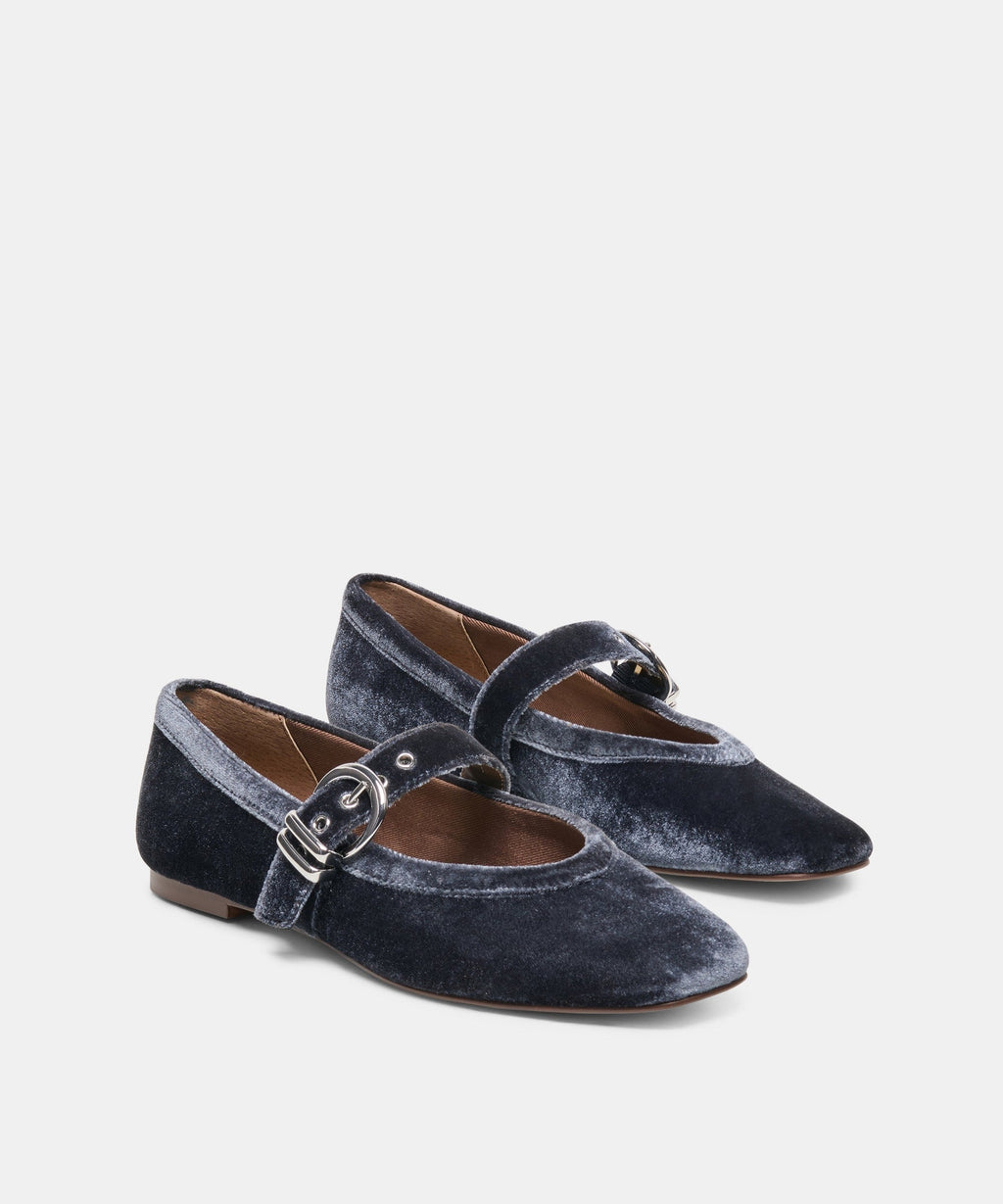 MIKEL VELVET BALLET FLATS NAVY VELVET