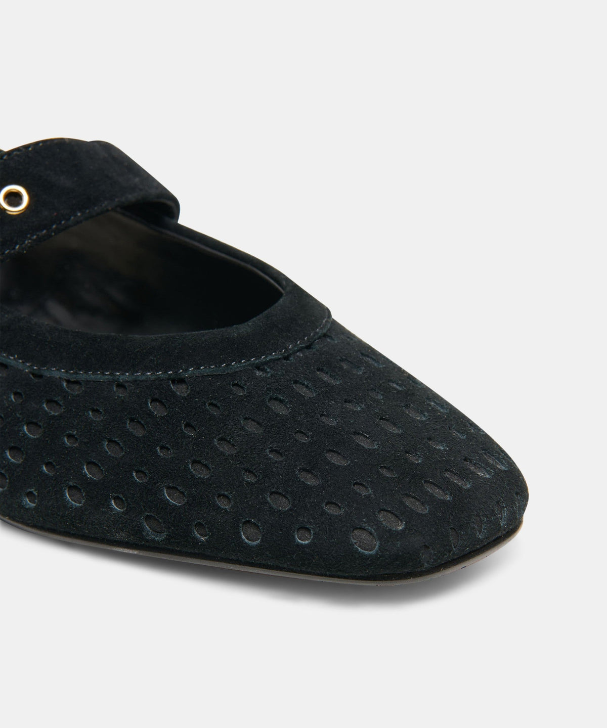 MIKELA BALLET FLATS ONYX PERFORATED SUEDE