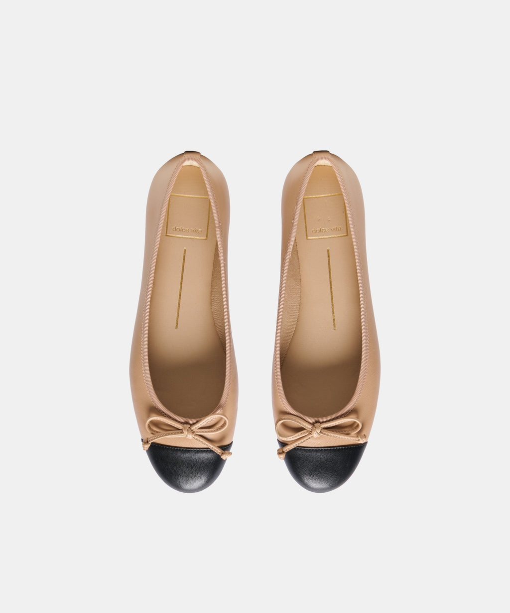 RITLA CAPTOE BALLET FLATS LT TAN LEATHER