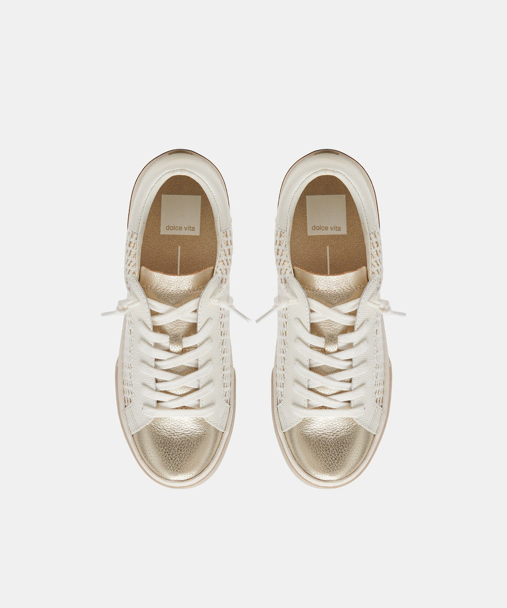 ZINA WIDE SNEAKERS BONE GOLD WOVEN