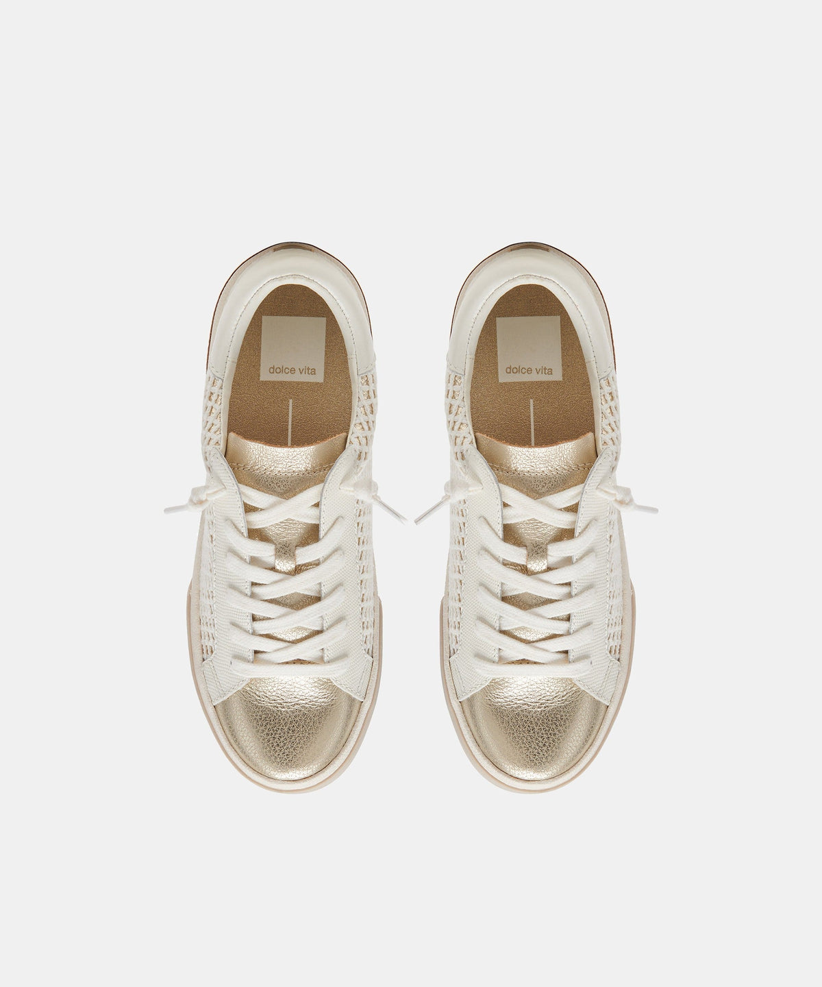 ZINA WIDE SNEAKERS BONE GOLD WOVEN