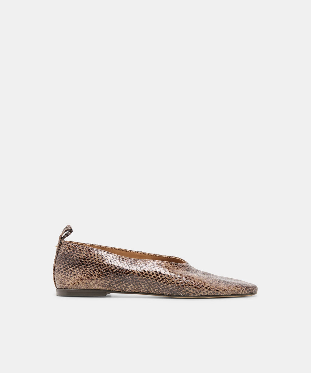 KORY BALLET FLATS SNAKE TAN EMBOSSED LEATHER