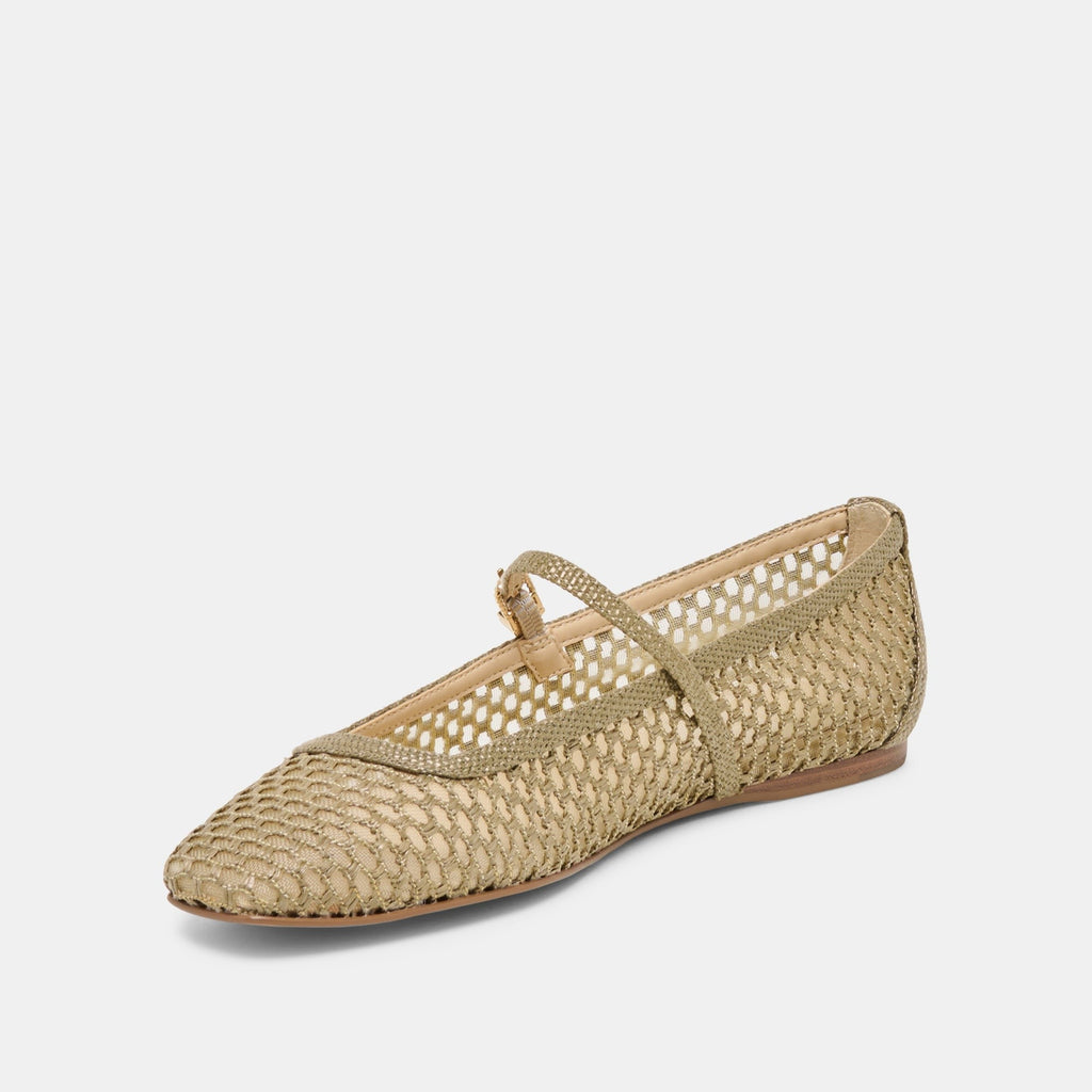 REYES BALLET FLATS OLIVE WOVEN RAFFIA