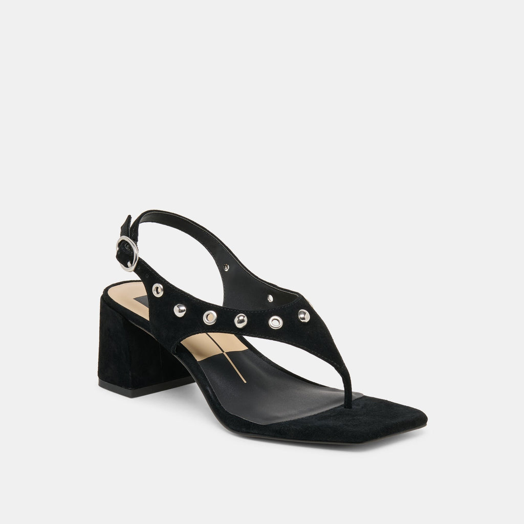YVES STUD HEELS ONYX SUEDE