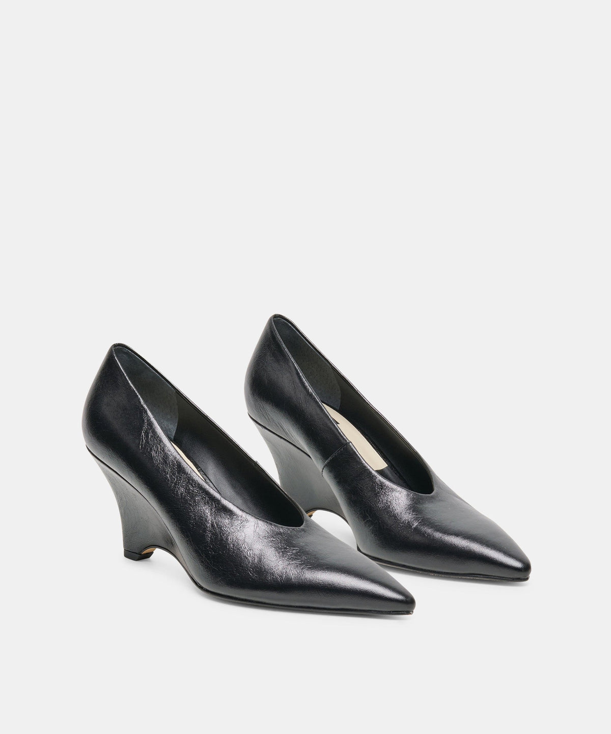 CAMERO WEDGES BLACK LEATHER