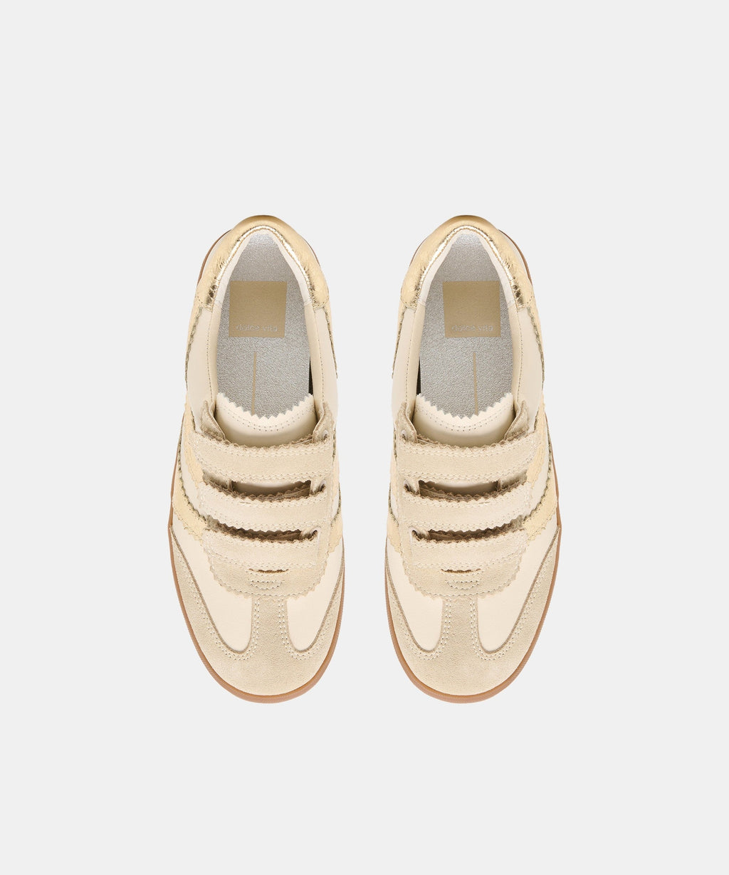 MERIT VELCRO SNEAKERS WHITE GOLD LEATHER