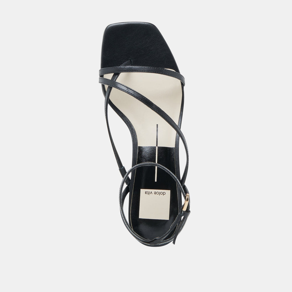 KARLOS WIDE SANDALS BLACK LEATHER