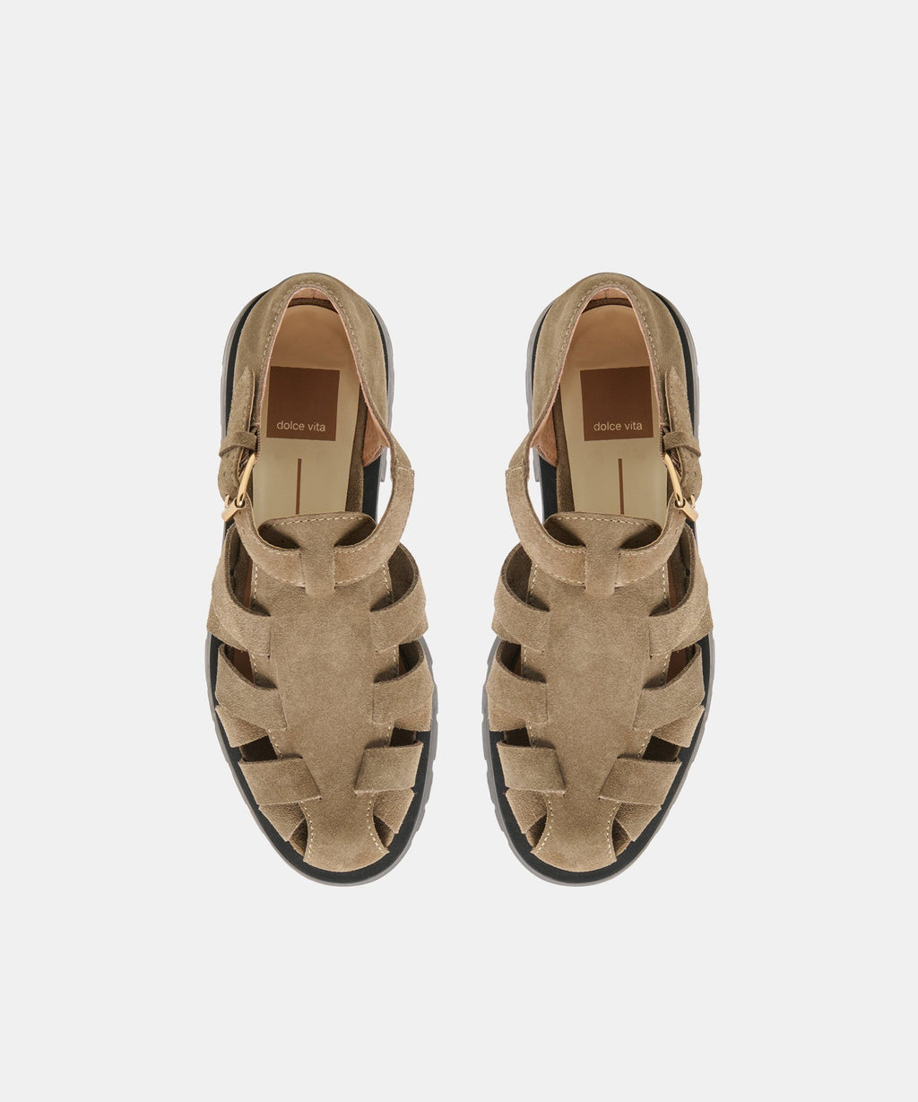 ELSAH FLATS OLIVE SUEDE