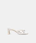 GENENE RHINESTONE HEELS WHITE SATIN
