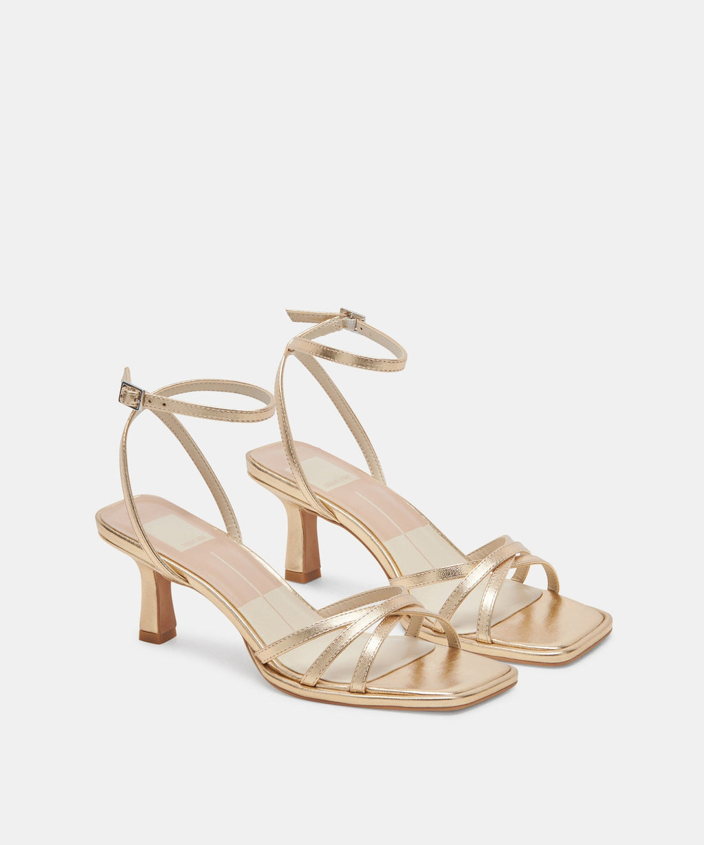 MANJI HEELS LIGHT GOLD METALLIC LEATHER