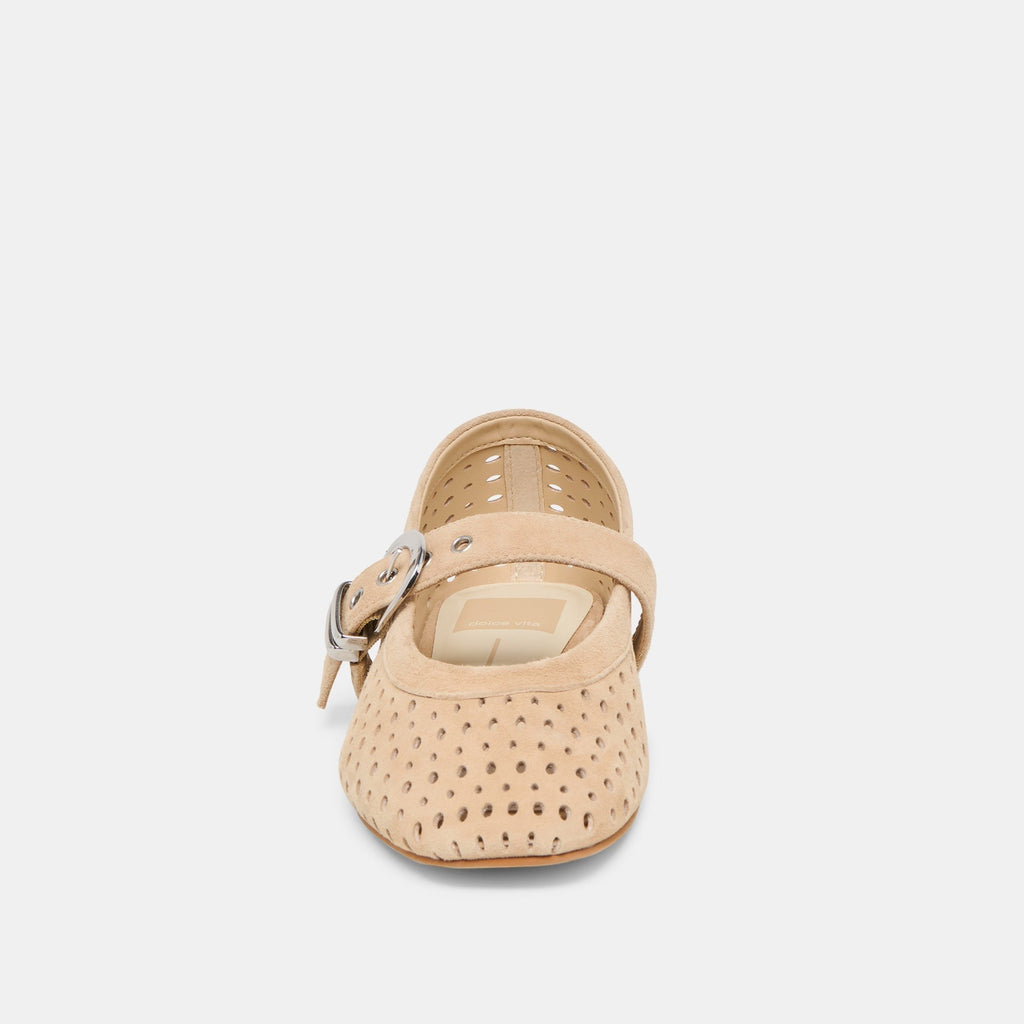 MIKEL BALLET FLATS CAMEL PERFORATED SUEDE