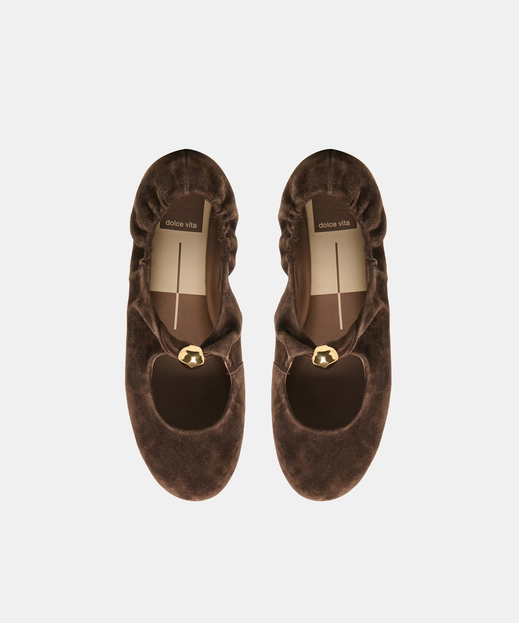 CORNEL FLATS DK BROWN SUEDE