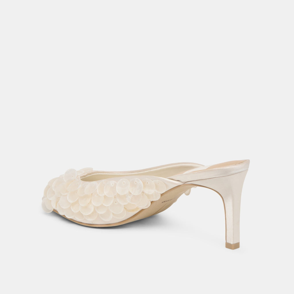 SAMARY CONFETTI HEELS OFF WHITE SATIN